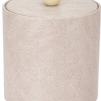 Hielera t&eacute;rmica forrada en beige con vinil tapa y cuerpo con perilla mismo color de la tapa